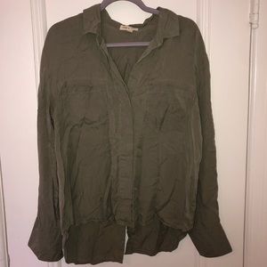 Greenish tan long sleeve button down